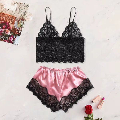 Pigiama donna sexy pizzo set - , 2